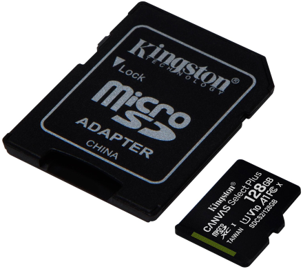 Карта памяти MicroSDXC Kingston Canvas Select Plus 128Gb Class 10 UHS-I МТС Premium с адаптером Черный