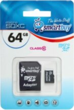 Карта памяти MicroSD Smartbuy 64GB Class10 с адаптером Black
