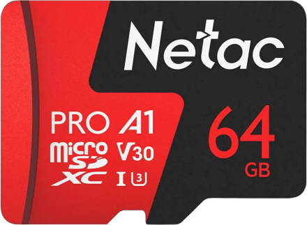 Карта памяти MicroSD Netac P500 Extreme Pro 64GB с адаптером Красно-черная